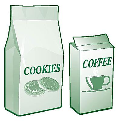 imballaggio dei biscotti e del caffé